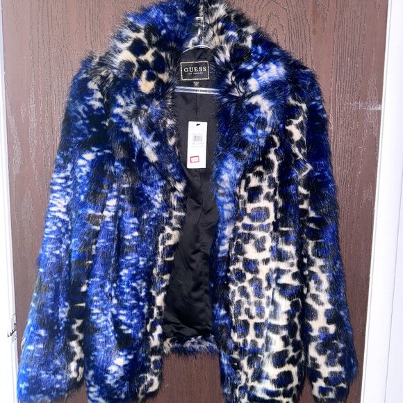 Guess Jackets & Blazers - Guess Wild Kingdom Faux Fur Coat